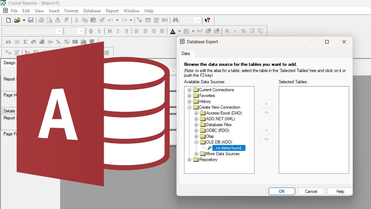 How to connect Crystal Report 10 to Microsoft Access database and write query to select data