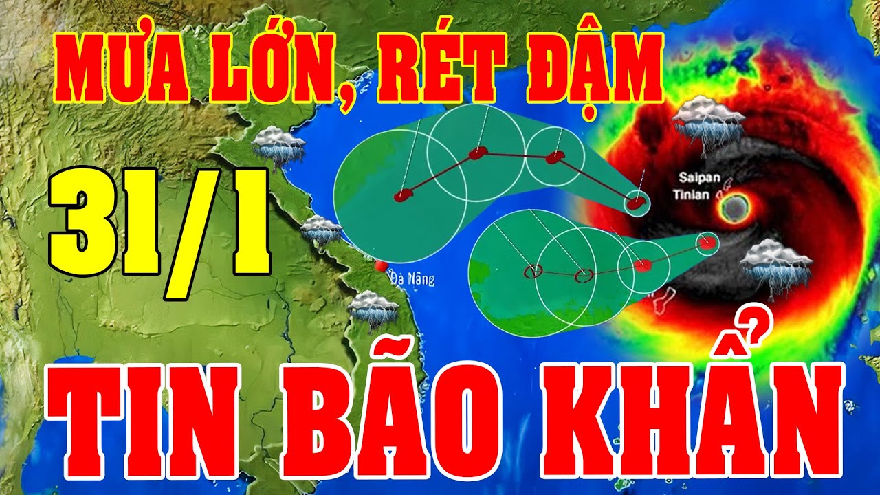 Tin bão Mới Nhất | Dự báo thời tiết hôm nay ngày mai 31/1 | dự báo thời tiết 3 ngày tới#baoso16