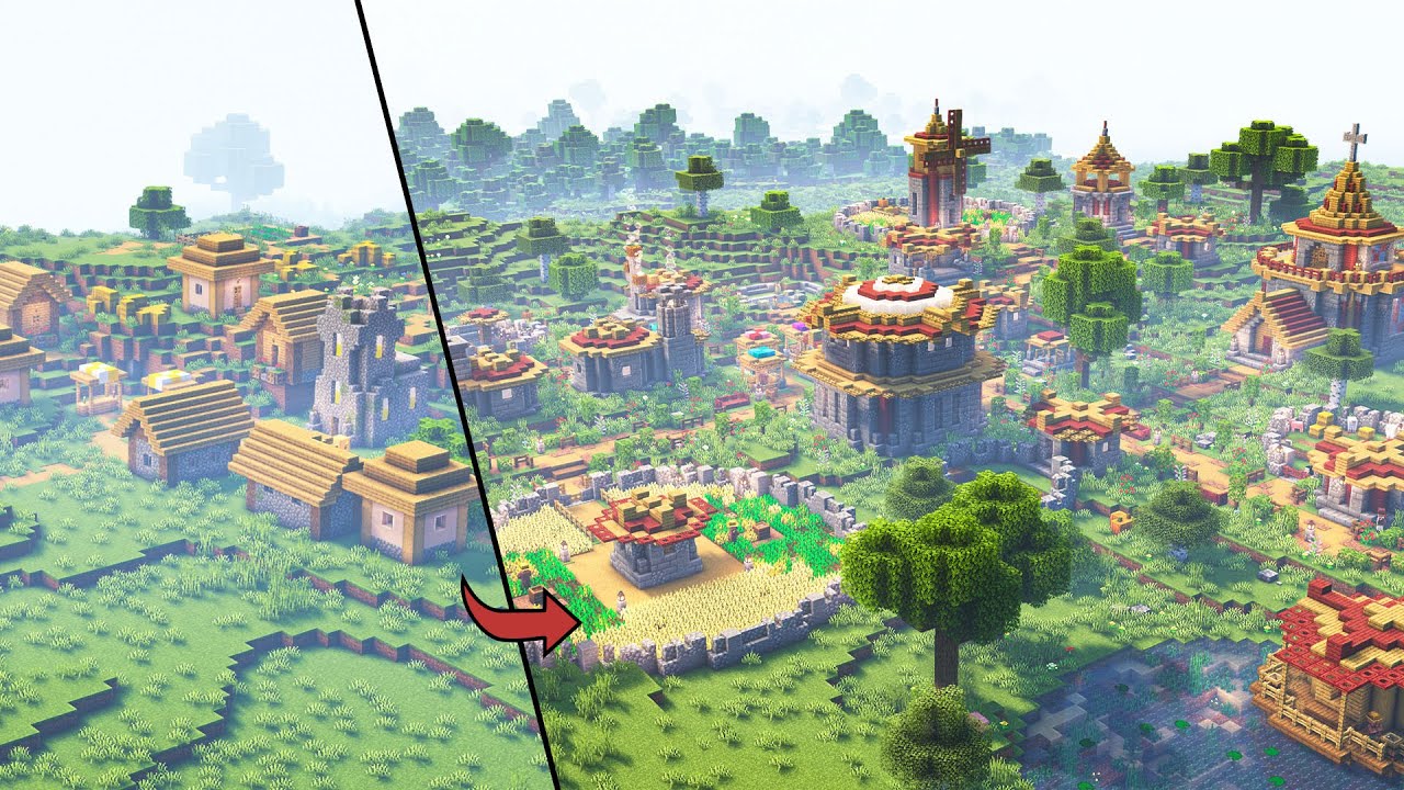 Minecraft Village Transformation Timelapse
