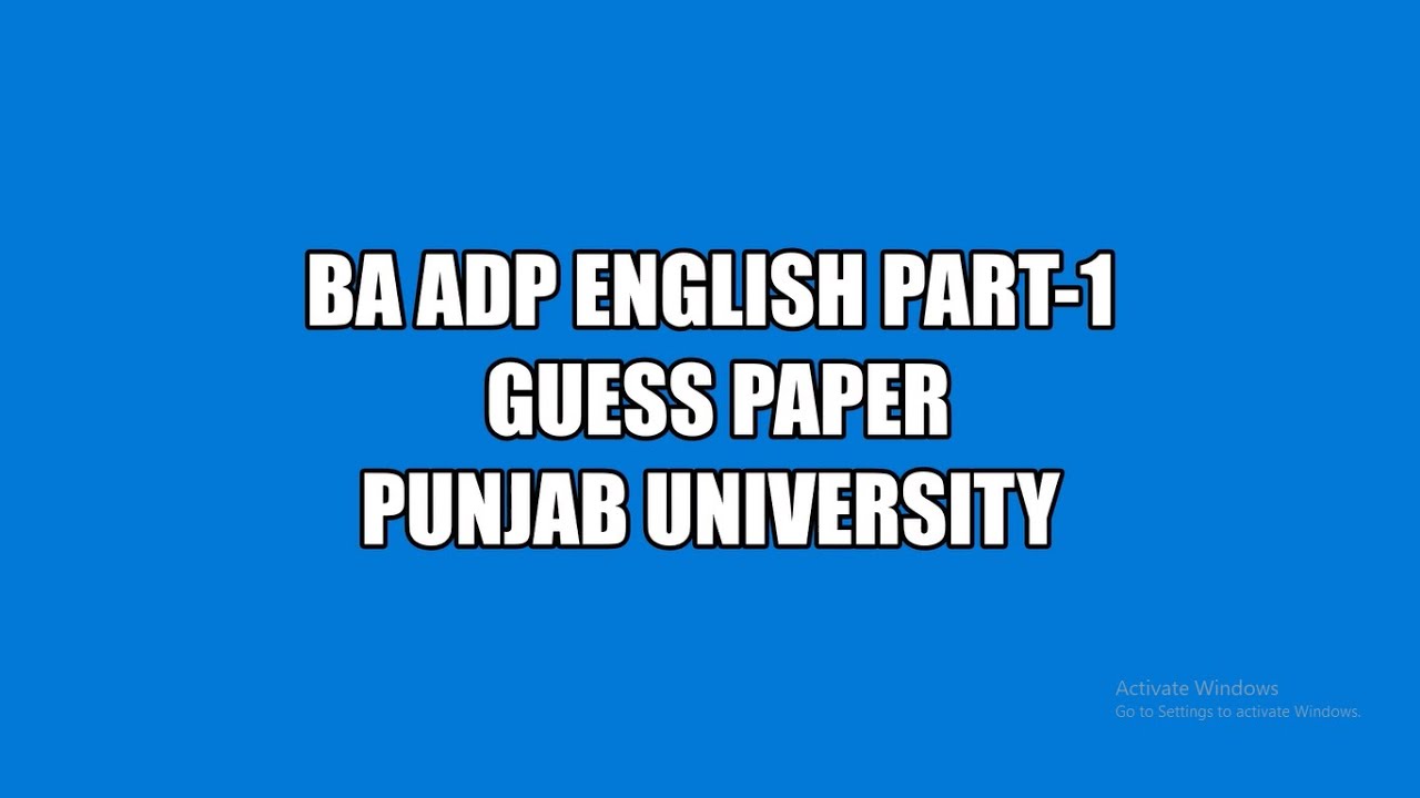 BA English Guess Paper 2021 Punjab University | BSc & ADP #shorts | Easy Education Academy