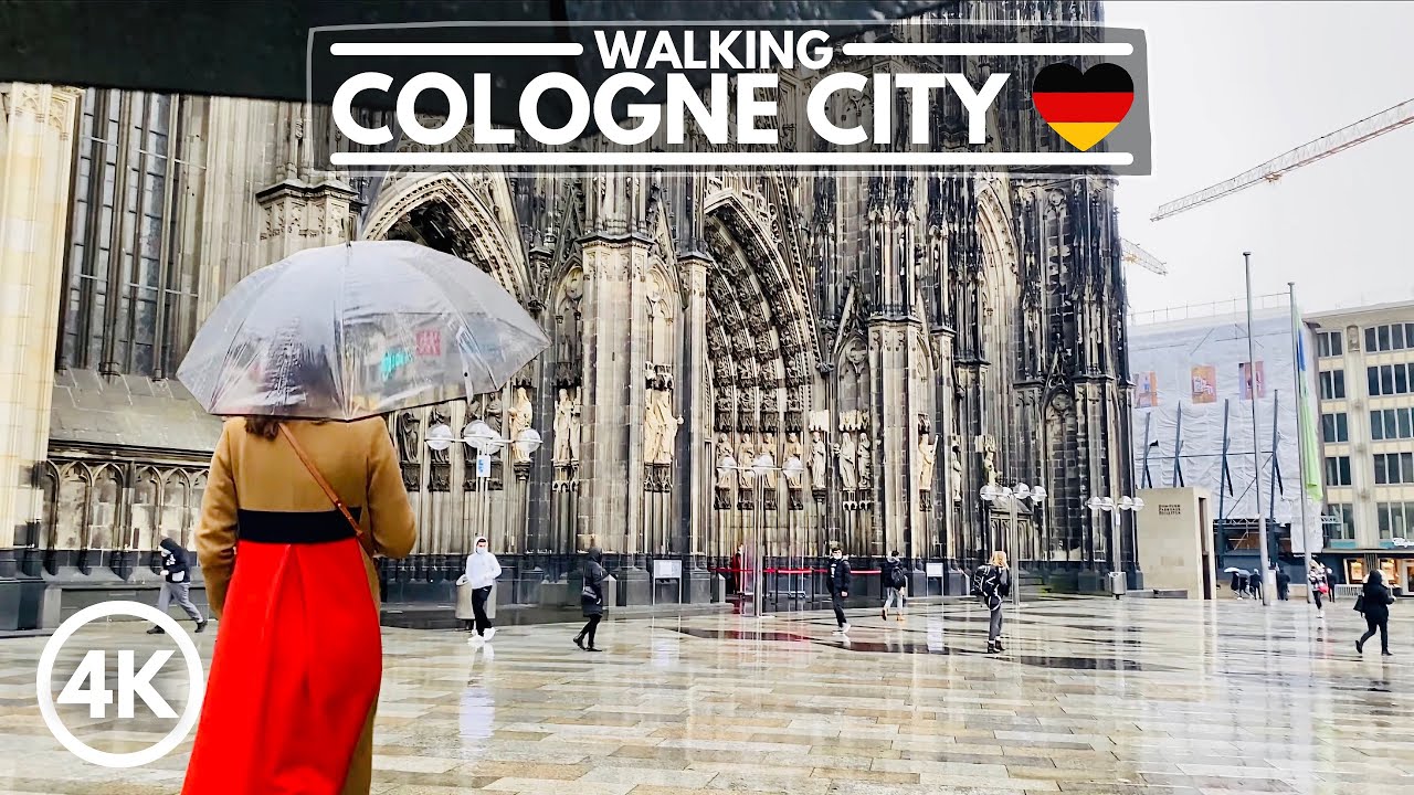 [4K] Cologne Germany Autumn Walk in the Rain - City Center Walking 2020