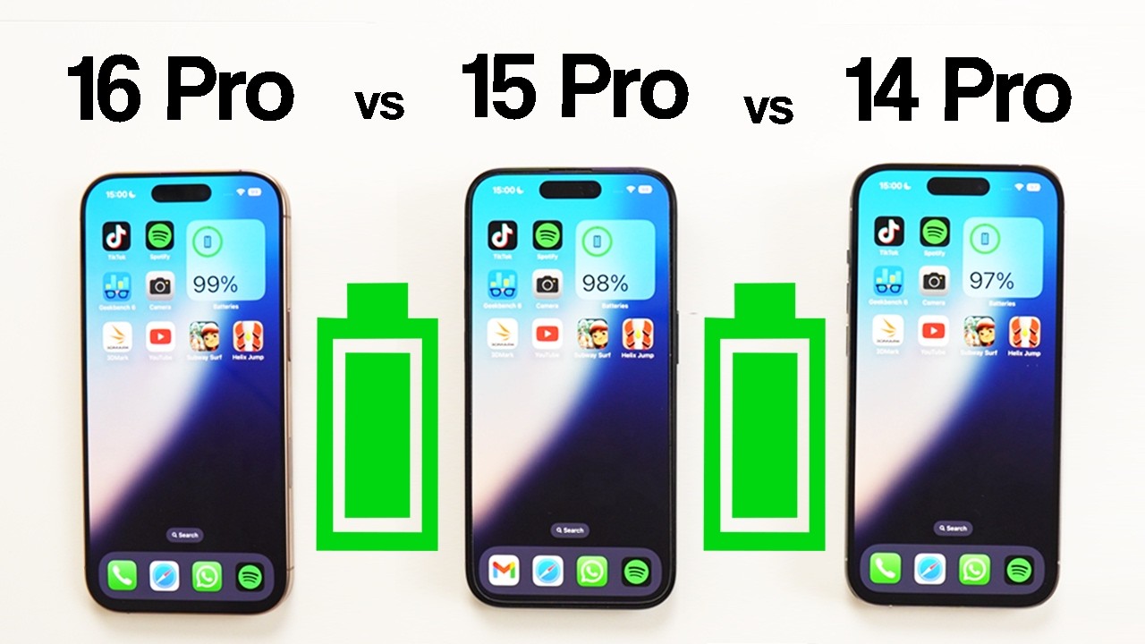 iPhone 16 Pro vs 15 Pro vs 14 Pro - Test de Batería