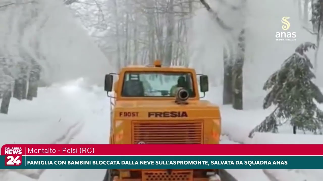 Famiglia con bambini bloccata dalla neve sull’Aspromonte, salvata dalle squadre Anas
