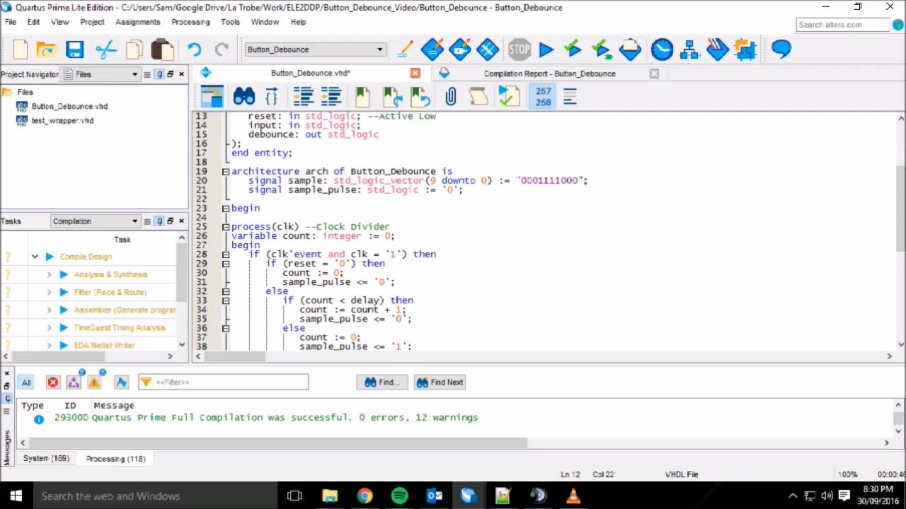 VHDL Button Debounce