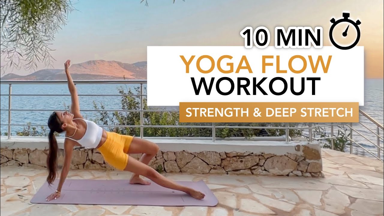 10 MIN YOGA FLOW | Вдохновленное йогой укрепление всего тела и глубокая растяжка | Eylem Abaci