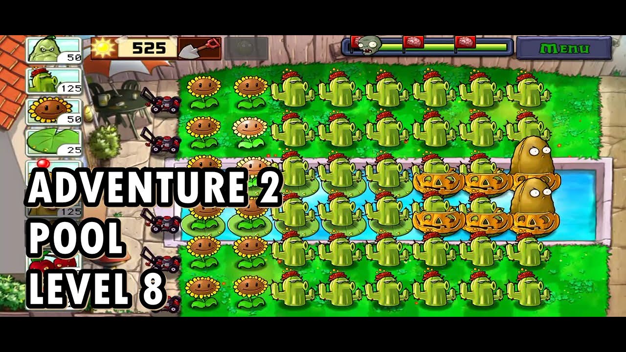 PvZ ADVENTURE 2 (POOL) LEVEL 8