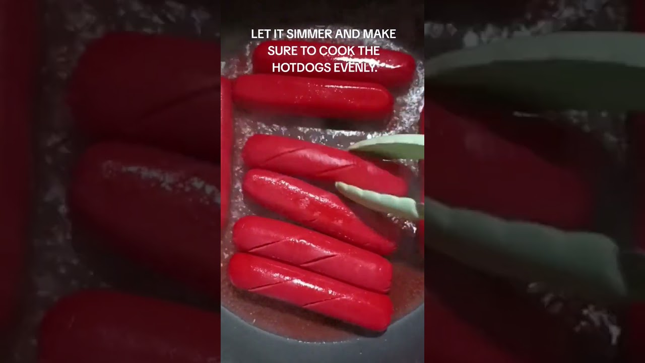 HOW TO COOK HOTDOGS WITHOUT WRINKLES 😁😁😁 #hotdogs #Purefoods #cooking #cookinghacks #homecooking