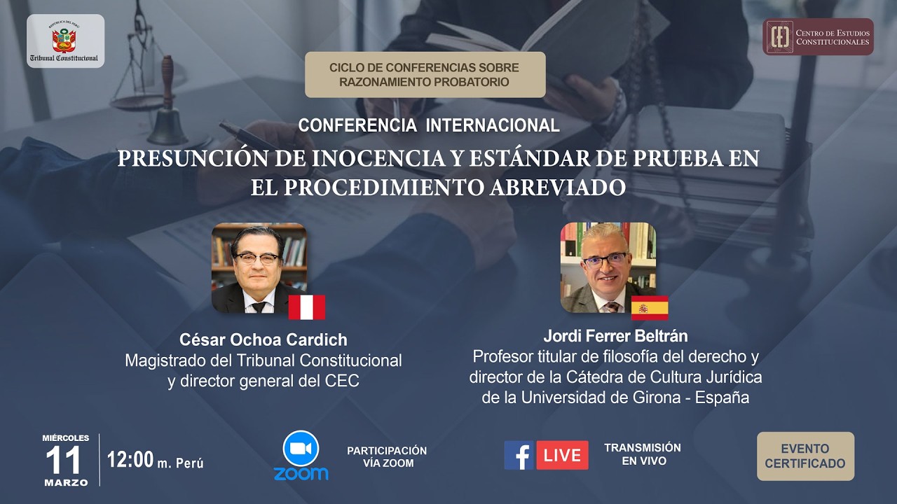 CONFERENCIA: “PRESUNCIÓN DE INOCENCIA Y ESTÁNDAR DE PRUEBA EN EL PROCEDIMIENTO ABREVIADO”.