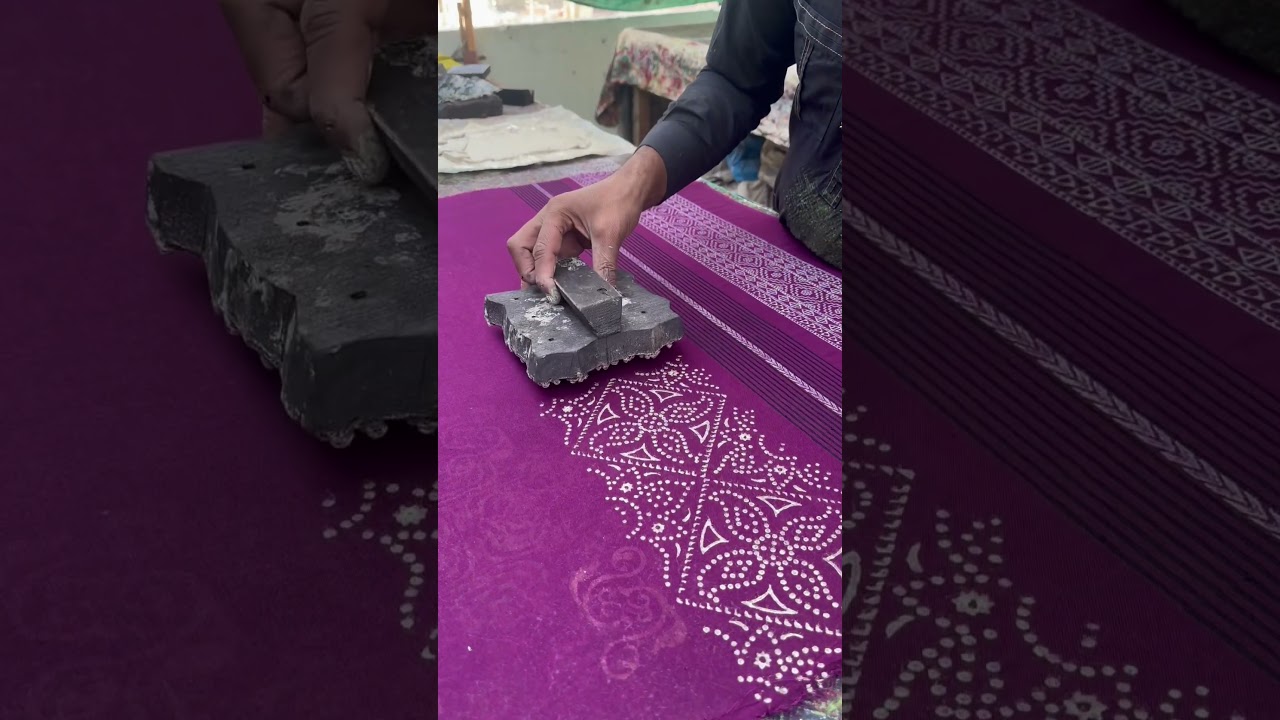 Chunri Block Print in Ivory on Magenta Base 