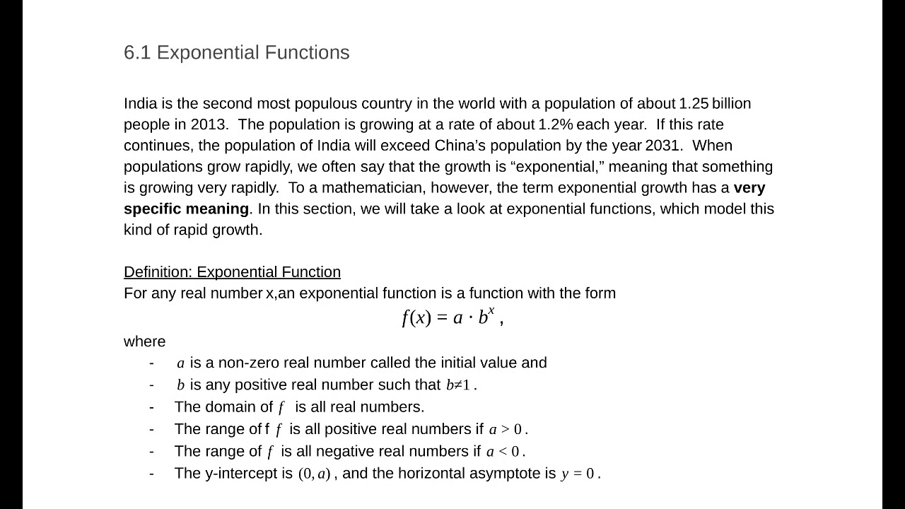 6.1 Exponential Functions