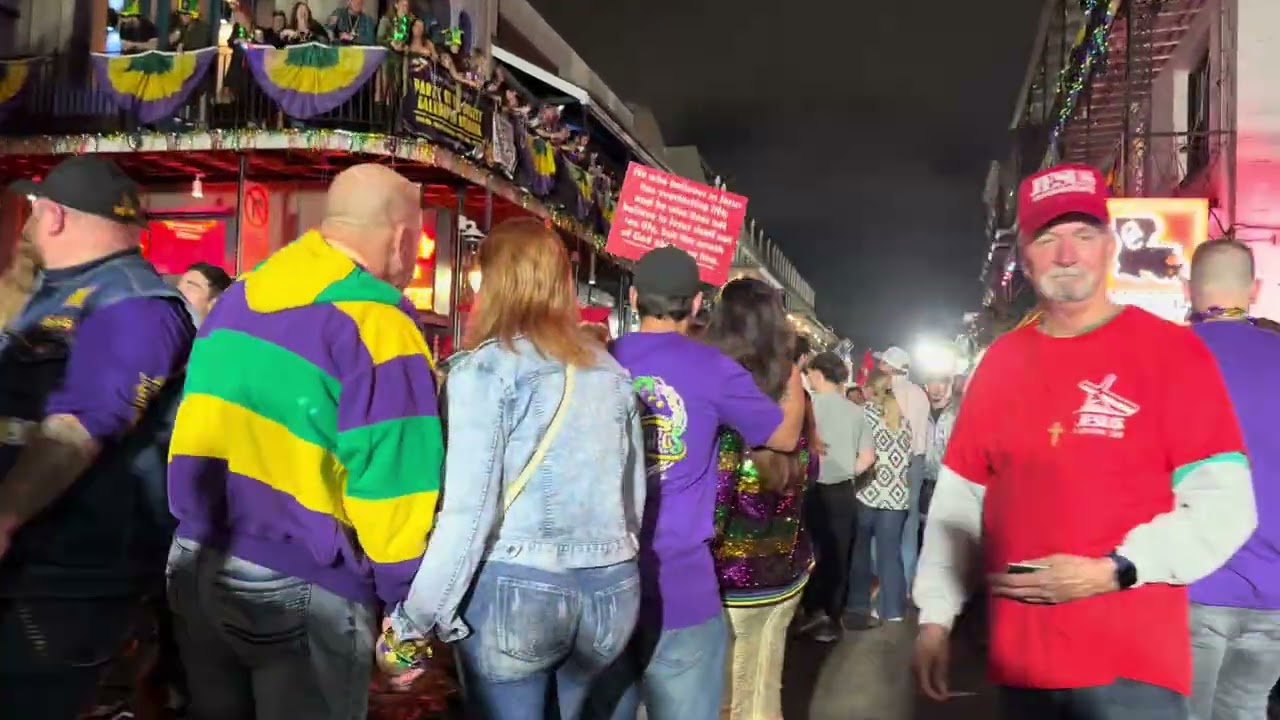 Walk Down Bourbon Street on Mardi Gras Weekend #mardigras #bourbonstreet 