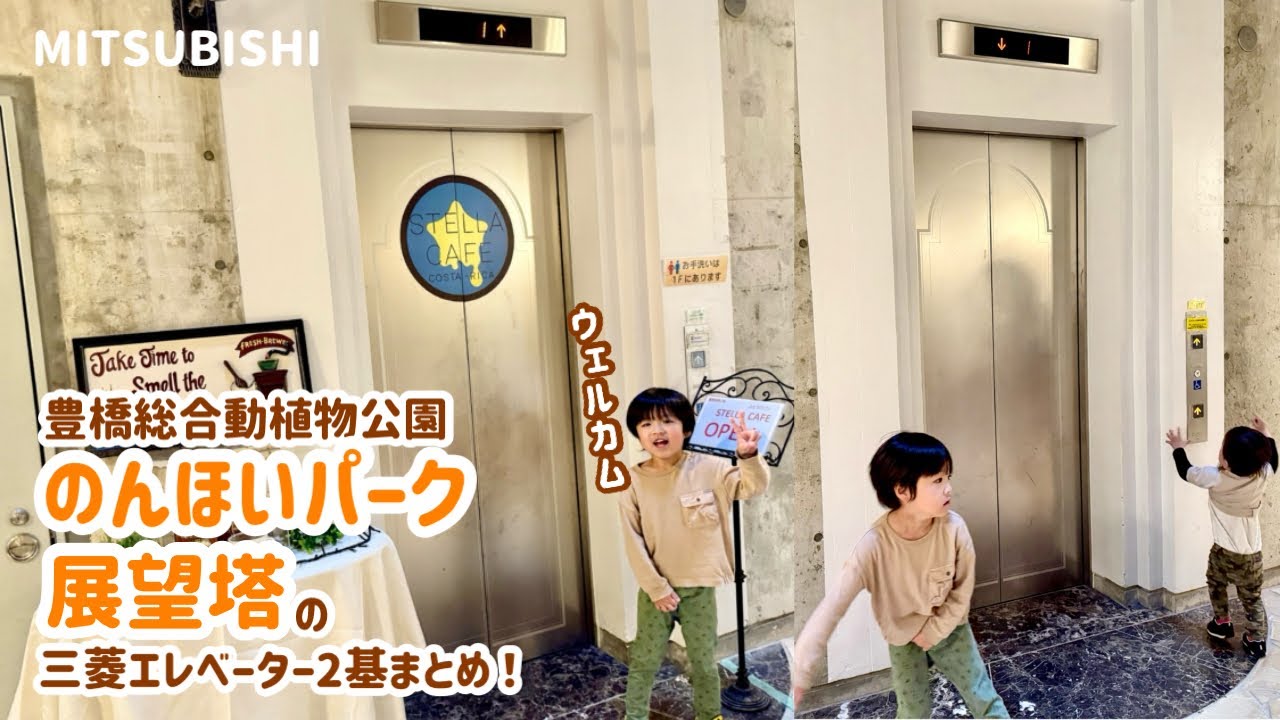 【468日目】豊橋総合動植物公園のんほいパーク 展望塔のエレベーター（2基まとめ）（三菱製）