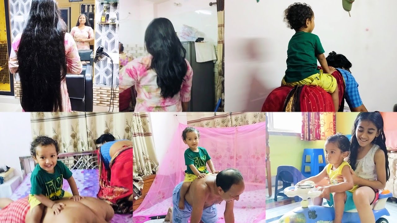 চুল কেটে ছোট করে ফেললাম 💇ll আজ দাদান দিদুন দের নাজেহাল করে দিল ডোডো 😛😂 ll