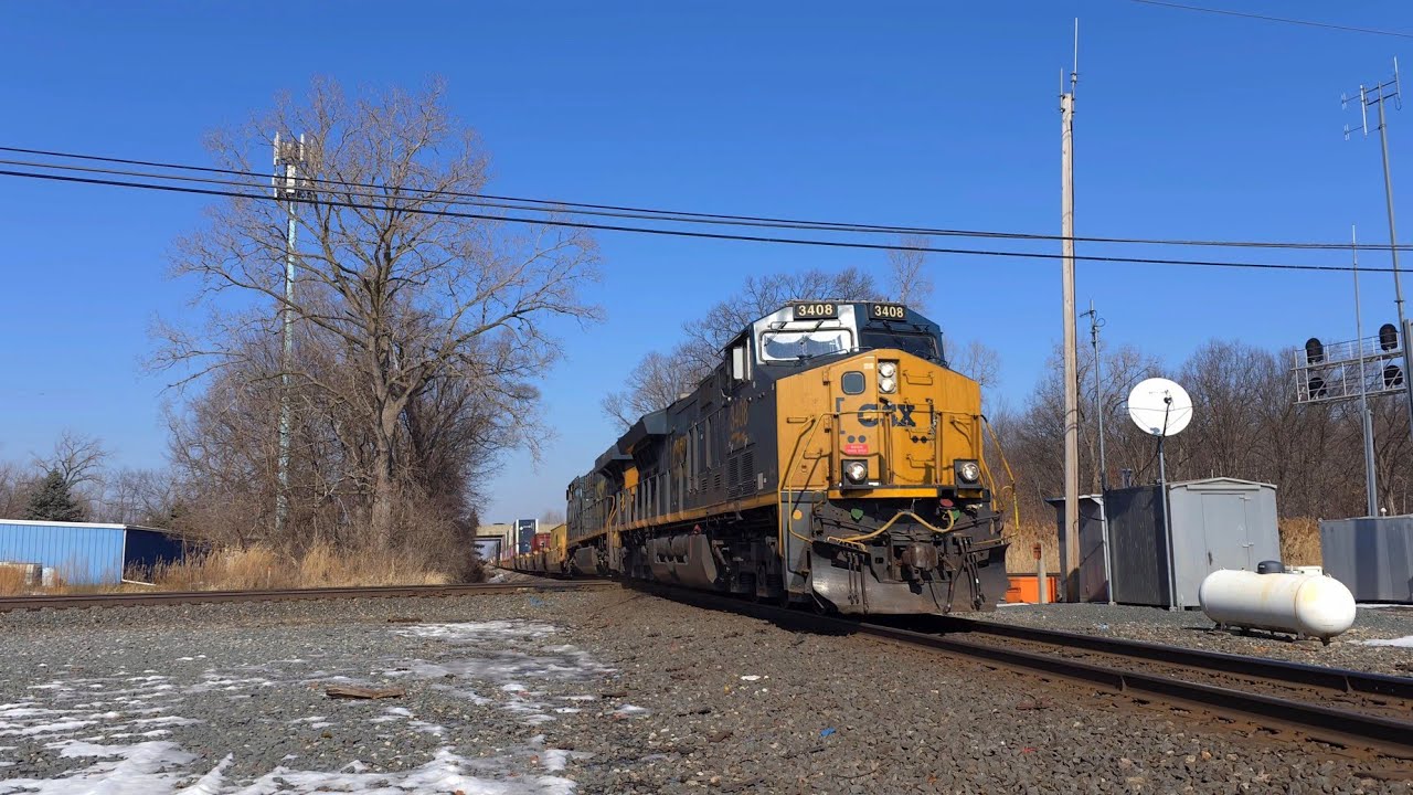 CSX ET44AH #3408 & ES44AH #909 hammer the diamond @ Romulus w/ CSX Intermodal I151/I131 | 2/15/26 | 