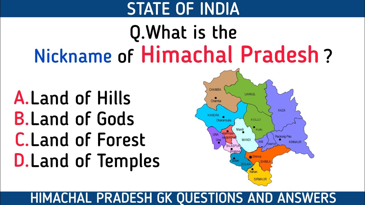 Himachal Pradesh State of India GK Questions and Answers | State of India | GK | India | Mitabhra GK