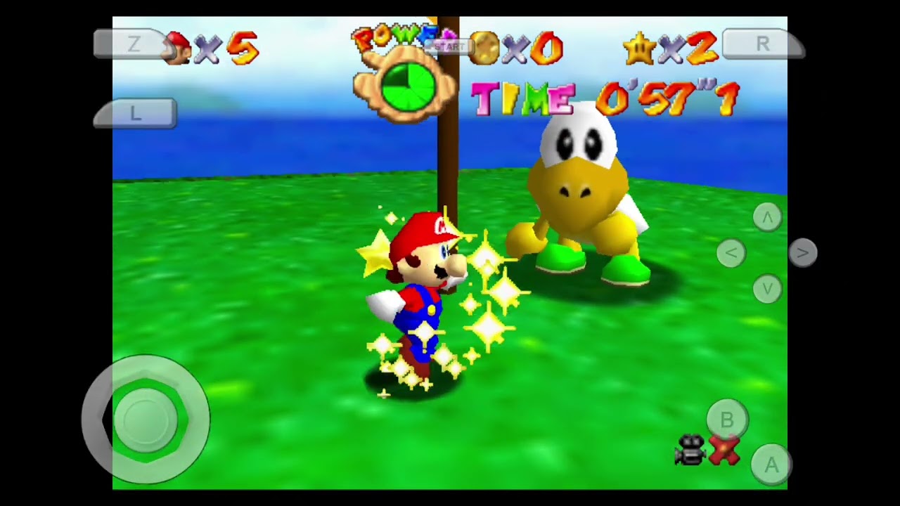 Playing Super Mario 64 on a mobile emulator ia very hard TvT