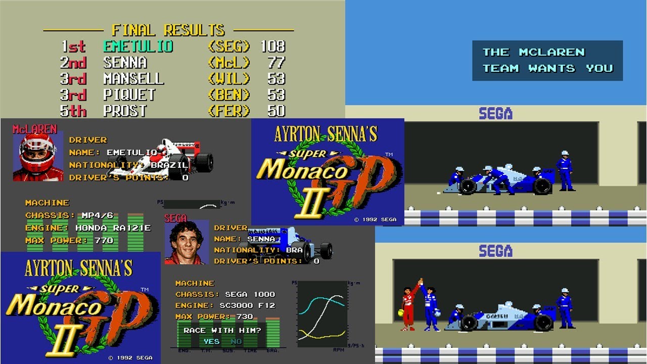 Ayrton Senna's Super Monaco GP II: Longplay - Only SERGA - MD Genesis