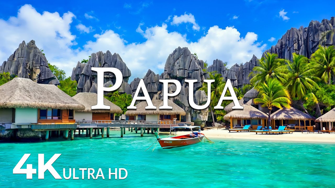 FLYING OVER PAPUA ISLAND (4K UHD) &ndash; Soothing Music Along With Beautiful Nature Video - 4K Video UHD