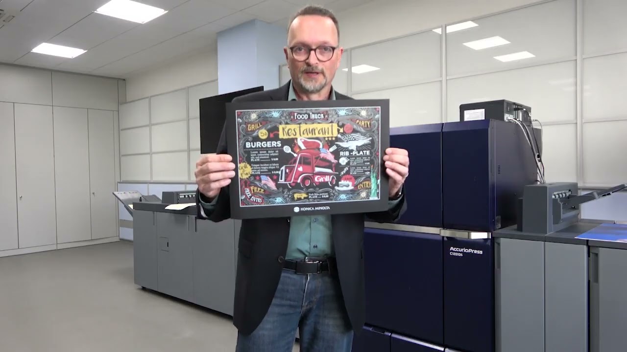 Цветная печать с белым цветом на Konica Minolta AccurioPress C12010S