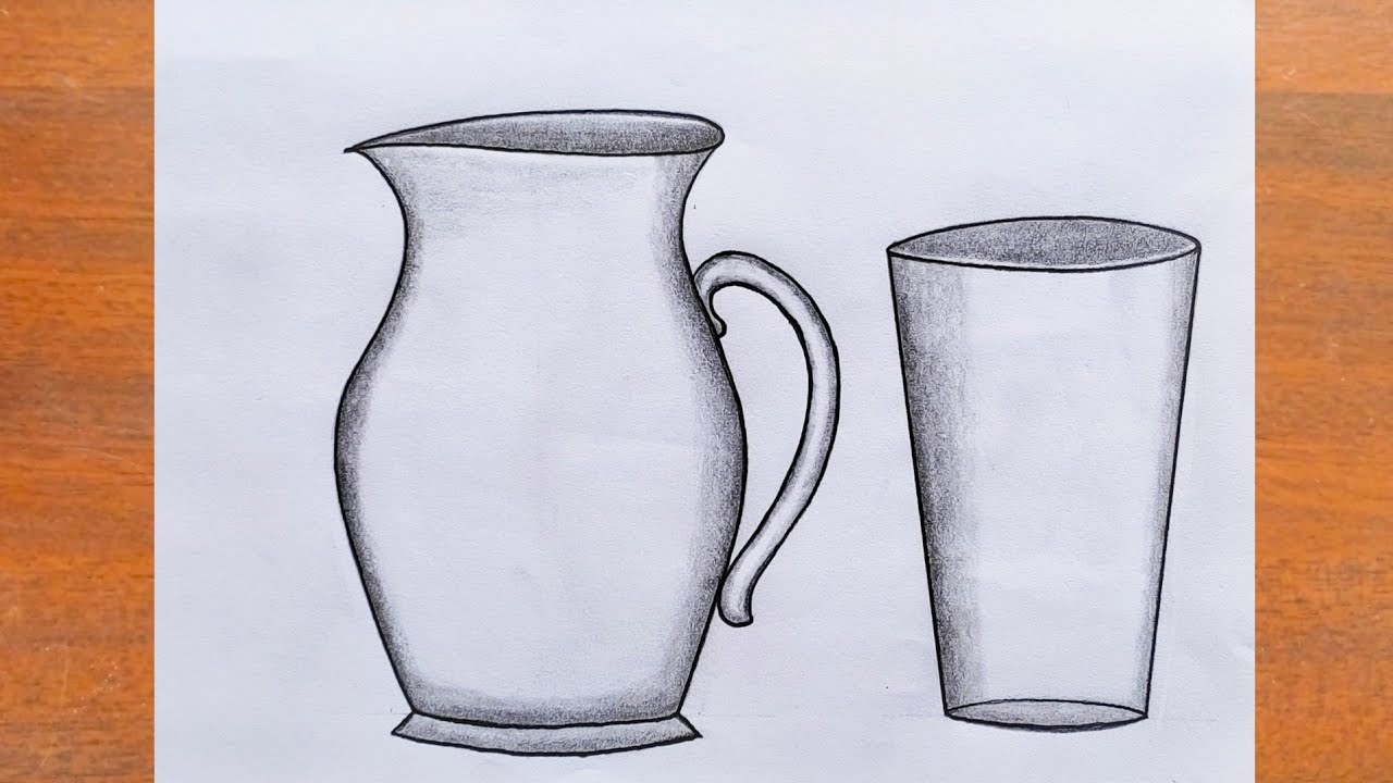 जग और गिलास का चित्र बनाना सीखें / How to Draw a Jug With Glass Easy Step by Step / Jug Drawing 