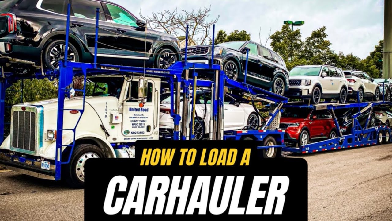 Start to finish loading a car hauler #truckdriving #truckingbusiness #carcarrier #carhauler