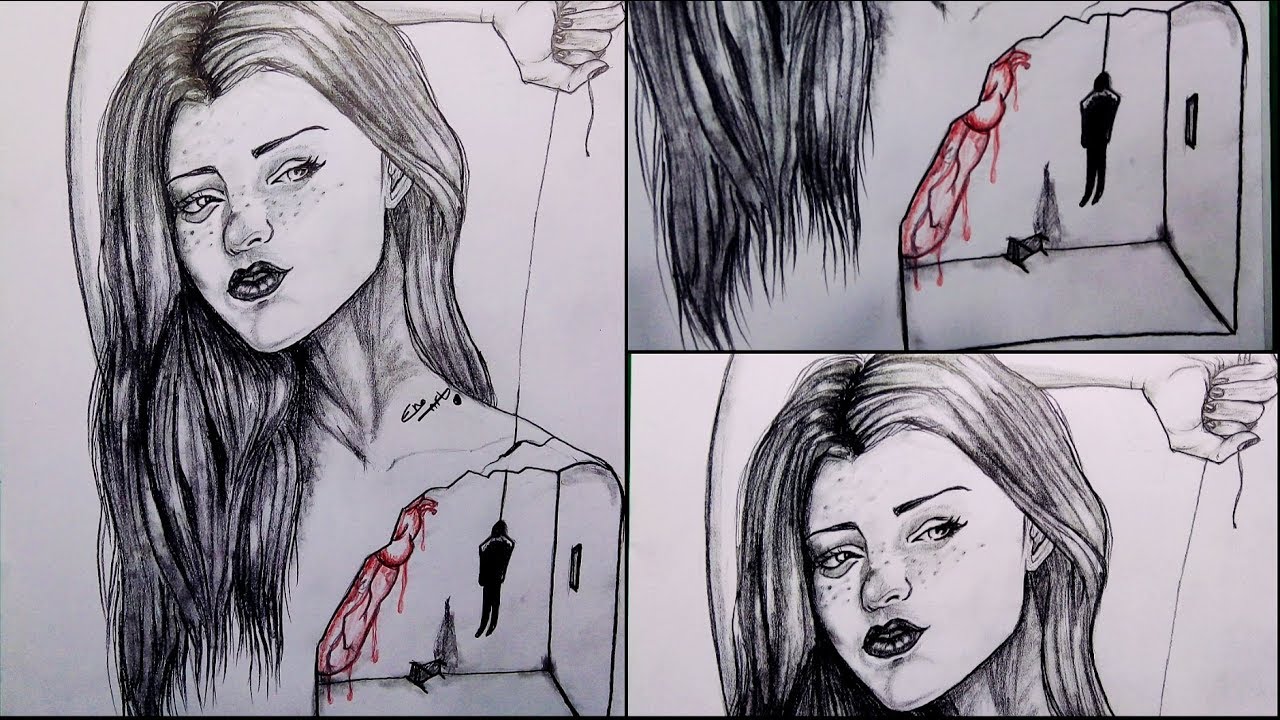 رسم سهل بالرصاص سلسلة  الرسوم التعبيرية  #68 easy pencil drawing Expressive  Series