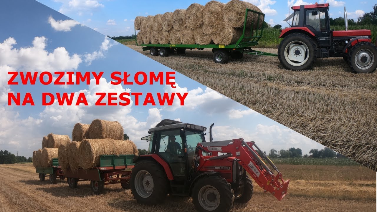 Zwożenie słomy na dwa zestawy | Case 956xl & MF 6130 & T25