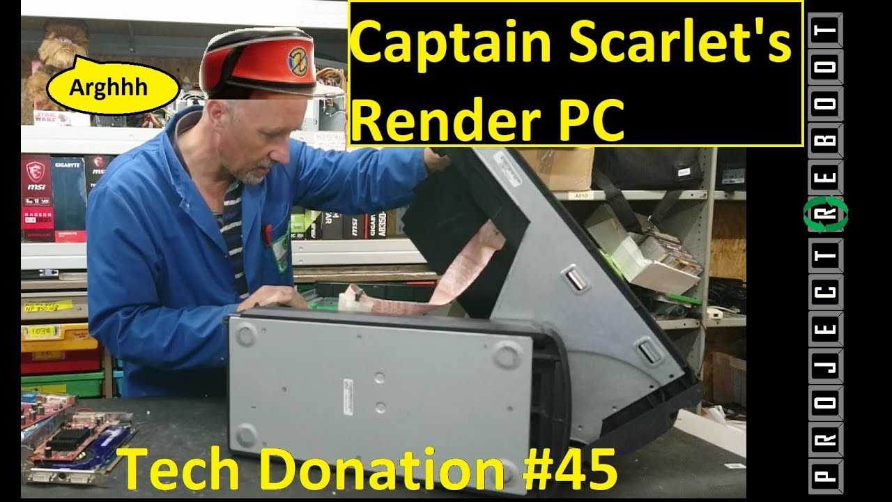 Captain Scarlet's animation render PC.  Tech Donation #45 Scrapstore, Swindon.