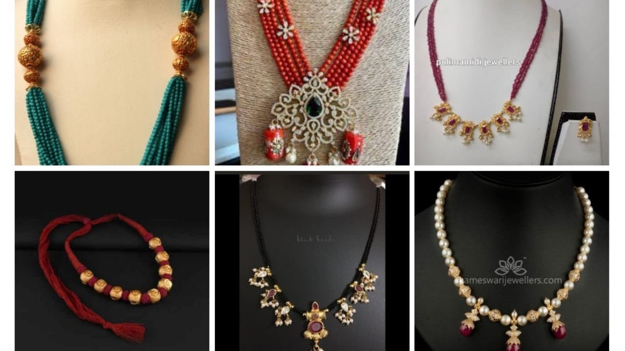 Latest Lightweight Beads Jewellery In Gold With Weight||