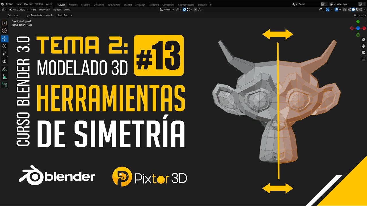 Blender tema 2 clase 13 - Herramientas de simetr&iacute;a