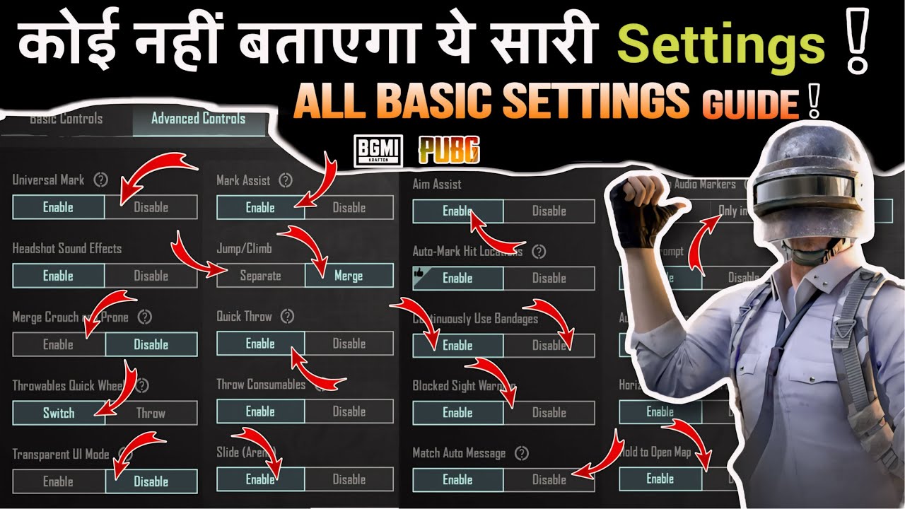 ✅❎ ALL NEW BASIC / ADVANCED CONTROL SETTINGS GUIDE BGMI / PUBG | BGMI A TO Z BEGINNER SETTINGS !
