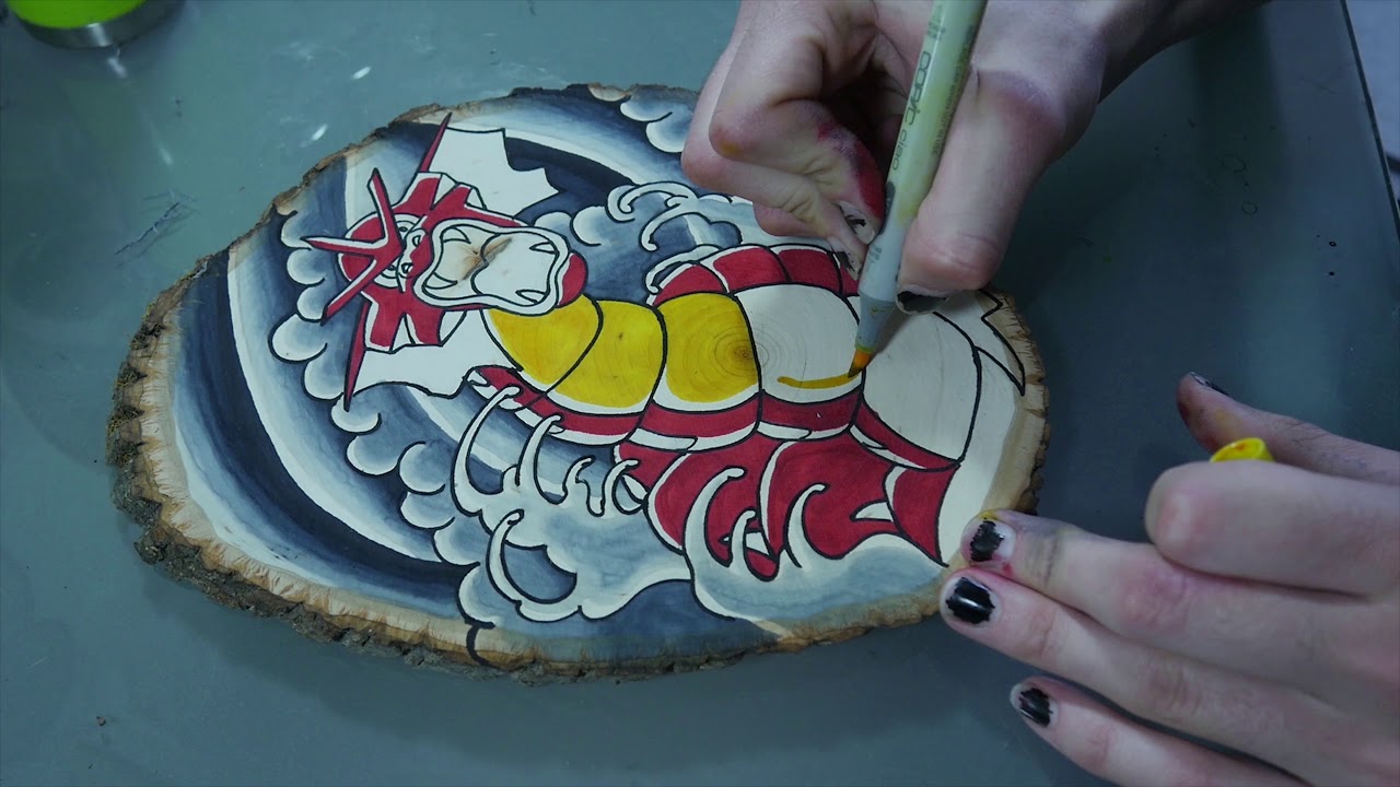 Painting on Wood // Japanese Traditional Tattoo Art