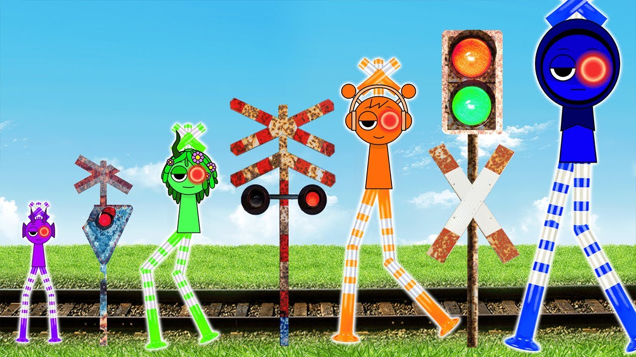 【踏切アニメ】奇妙に動き出すふみきりカンカン♪ 🚉🚝🚠 RailroadCrossing　列車　電車　線路 SPRUNKI