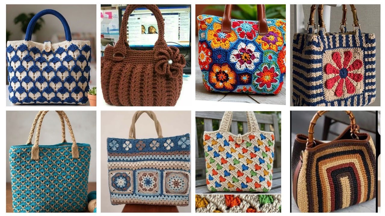 #1 unique stylish crochet hand bags designs/latest attractive crochet purse designs