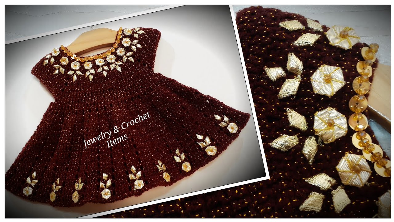 Fanci Crochet Baby Frock With Gota Work (Part 2)