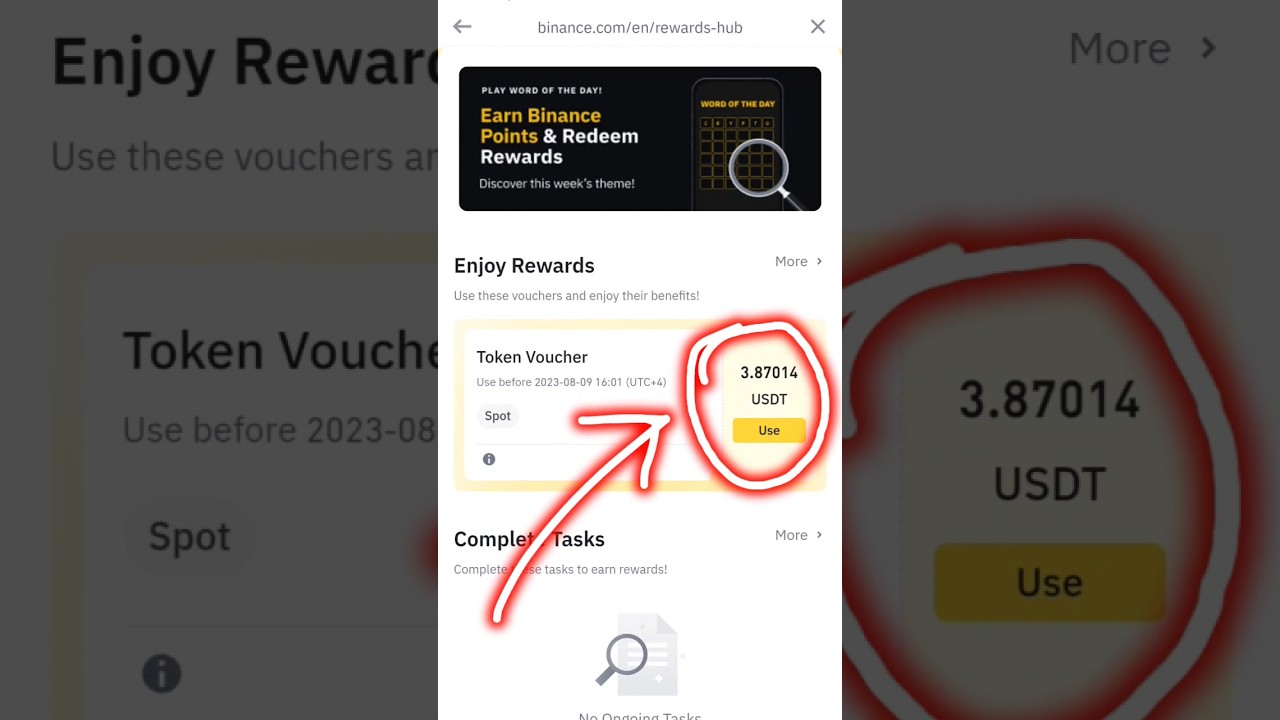 Received $3.87 USDT on Binance Rewards Hub
