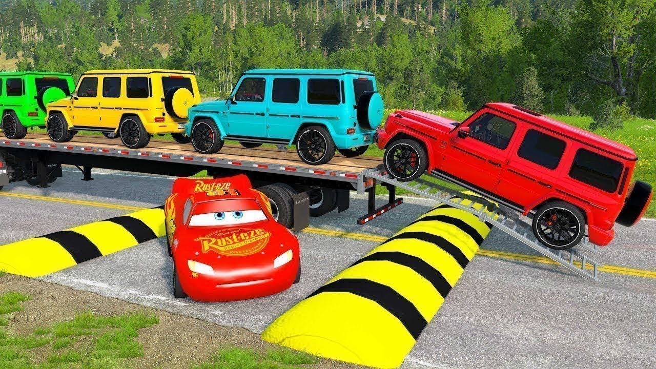 Flatbed Truck Mcqueen  |  Transportation with Truck - Porthole vs Car #19 BeamNG.Drive