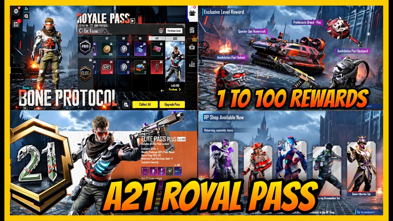 🔥A21 ROYAL PASS IS HERE - 1 TO 100 REWARDS AND COMPLETE LOOK IN 4.6 UPDATE (BGMI)
