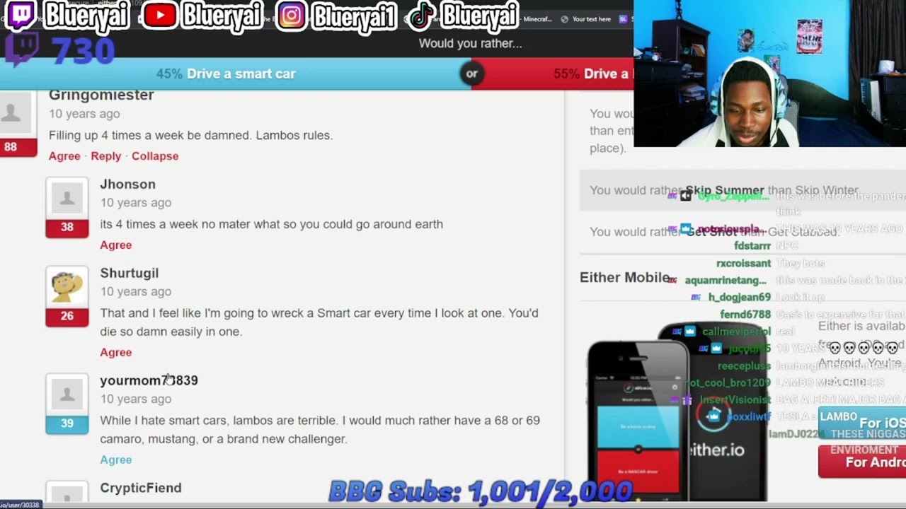 Blueryai Plays Would You Rather and Higher or Lower