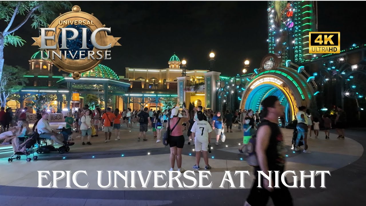 Epic Universe at Night 🌌 | Walkthrough from Harry Potter to Dark Universe & Exit Portal