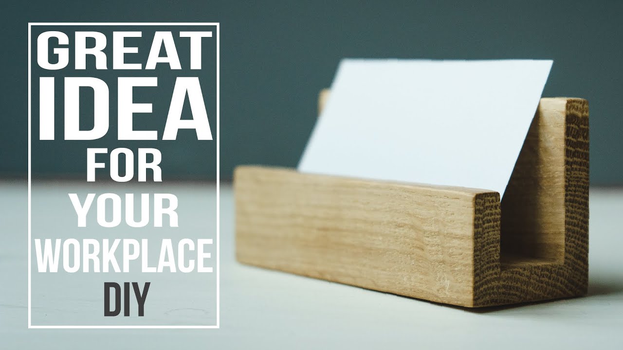 Great idea for your workplace. How to make a business card holder from wood. Easy DIY