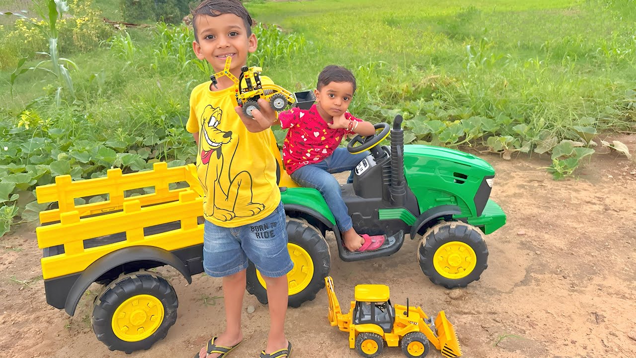 Kids Unbox New LEGO JCB & Build It | Playing with JCB, Tractor & Bruder Truck Toys 🚜