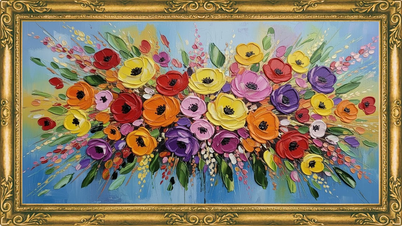 Modern Textured Blossom Art 4K | Colorful Abstract Decorative Canvas