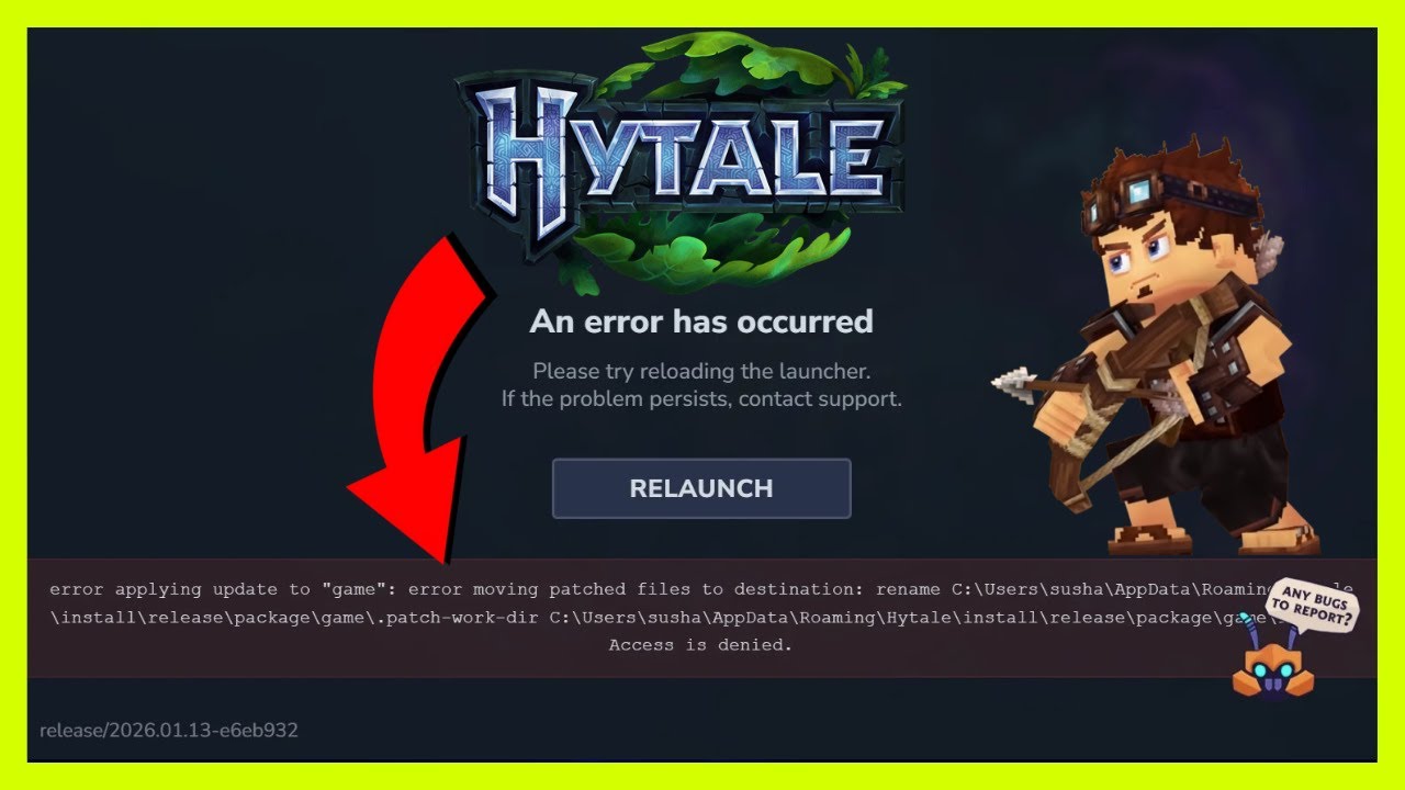 Как исправить ошибку при применении обновления в Hytale