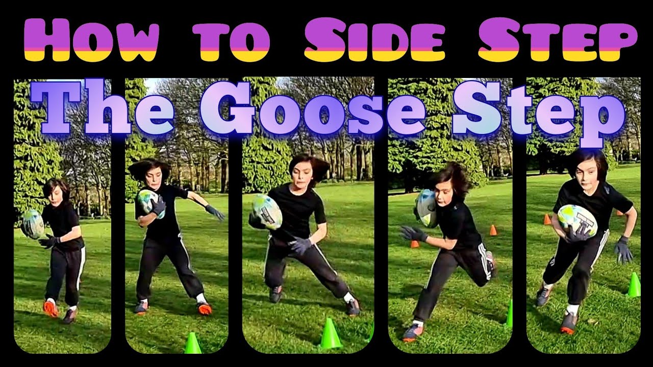 How to SideStep rugby drills - Goose Step tutorial improve your side step 7s rugby skills mini rugby