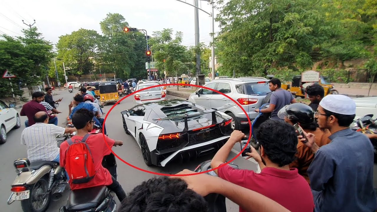 India's FIRST Lamborghini Aventador w/ SV KIT  Reactions!!! - Hyderabad(INDIA)!