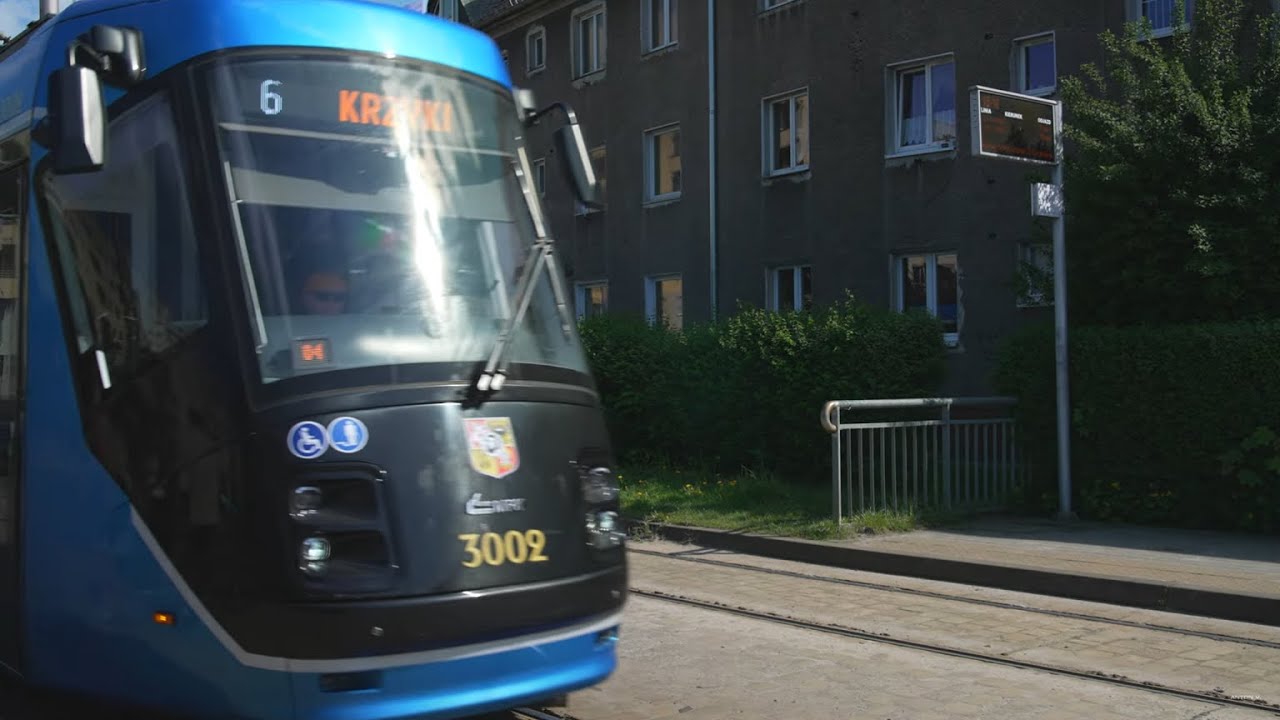Poland, Wrocław, tram 6 ride from Kromera to Rynek
