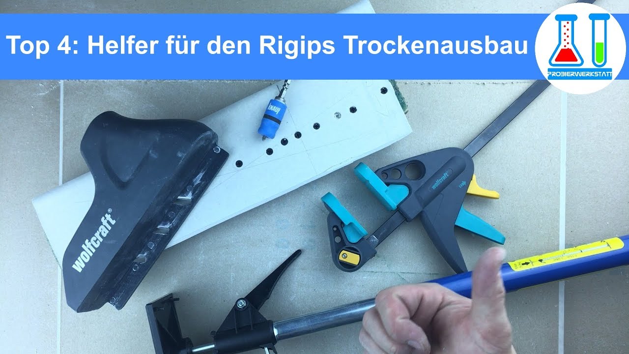 Trockenausbau Tipps: Helfer für Rigipsplatten / Gipskarton an Wand und Decke anbringen - Deutsch