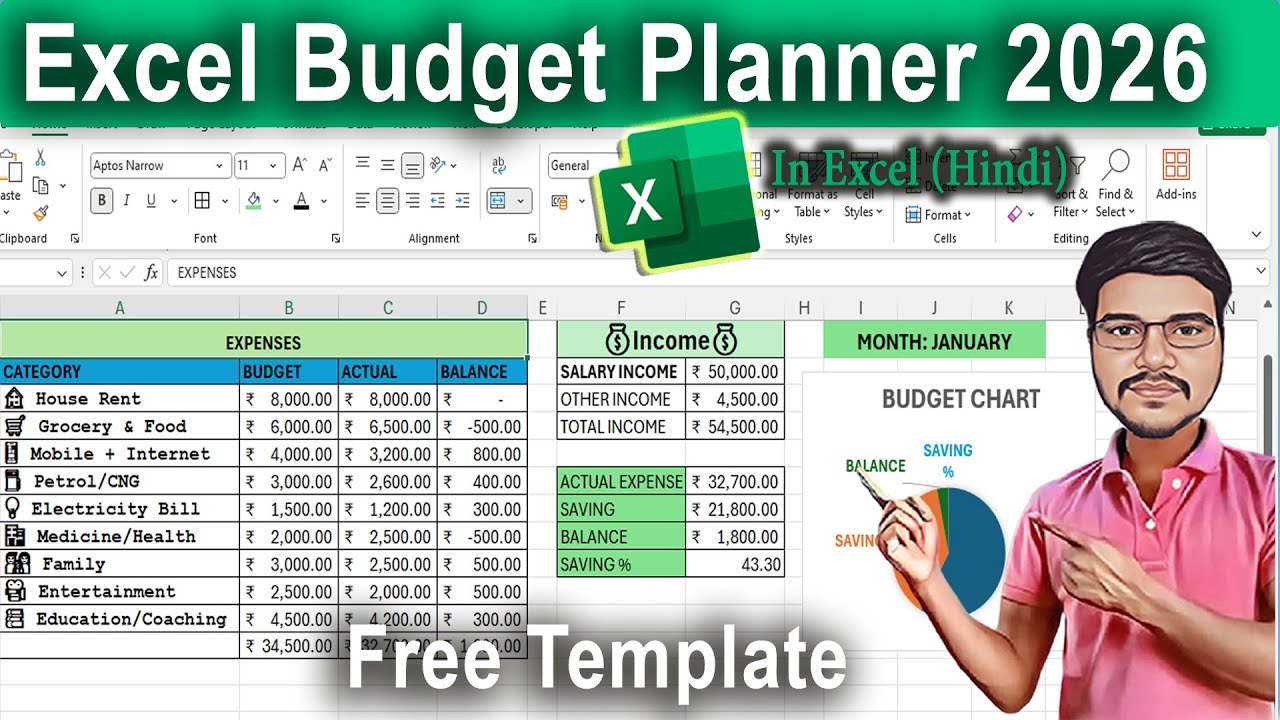 50K Salary → ₹15K SAVE! Excel Budget Planner 2026 (Free File!)