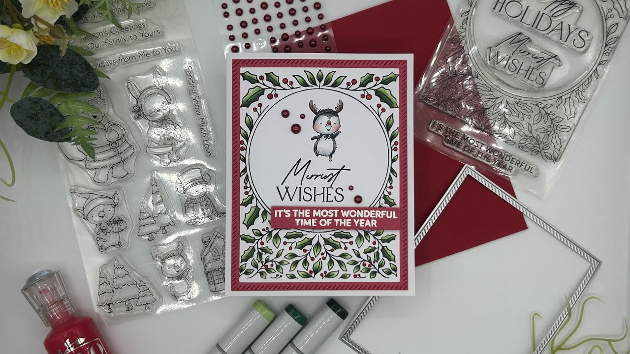Combining Different Stamps to Create a Cute Christmas Card